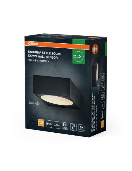 KINKIET ZEWNĘTRZNY SOLAR ENDURA STYLE DOWN WALL SENSOR 10,7W 3000K IP54 