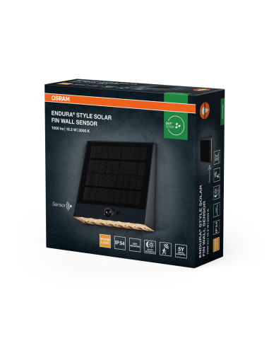 KINKIET ZEWNĘTRZNY SOLAR ENDURA STYLE FIN WALL SENSOR 10,2W 3000K 