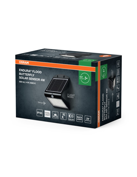 NAŚWIETLACZ ENDURA FLOOD BUTTERFLY SOLAR SENSOR 4W 4000K neutralna biała BK 500LM 