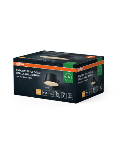 KINKIET ZEWNĘTRZNY SOLAR ENDURA STYLE BRELLA WALL SENSOR 10,2W 3000K 