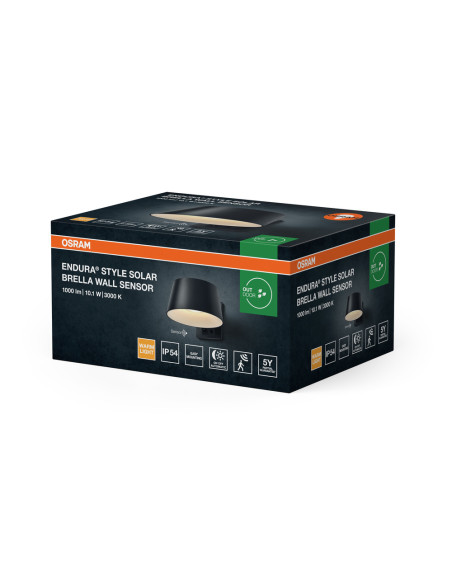 KINKIET ZEWNĘTRZNY SOLAR ENDURA STYLE BRELLA WALL SENSOR 10,2W 3000K 