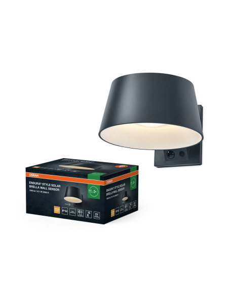 KINKIET ZEWNĘTRZNY SOLAR ENDURA STYLE BRELLA WALL SENSOR 10,2W 3000K 