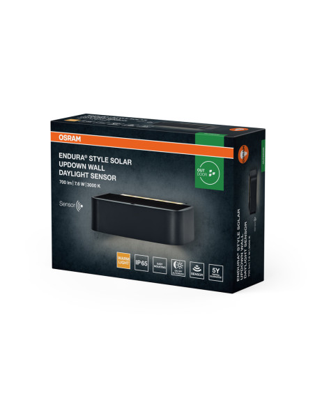KINKIET ZEWNĘTRZNY SOLAR ENDURA STYLE UPDOWN WALL DAYLIGHT SENSOR 7,6W 3000K IP65 
