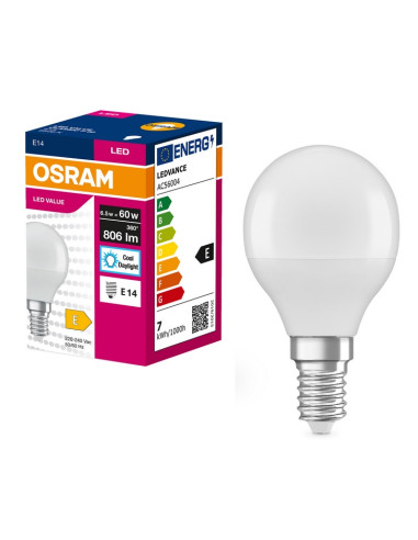 ŻARÓWKA LED VALUE CLP60 6,5W 6500K zimna biała  230V FR E14 