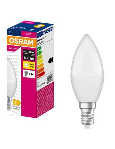 ŻARÓWKA LED VALUE CLB60 7W 3000K ciepła biała  806LM FR E14