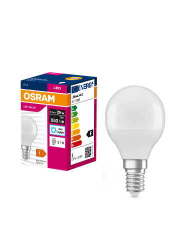 ŻARÓWKA LED VALUE CLP25 2.5W 6500K zimna biała 250LM FR E14 