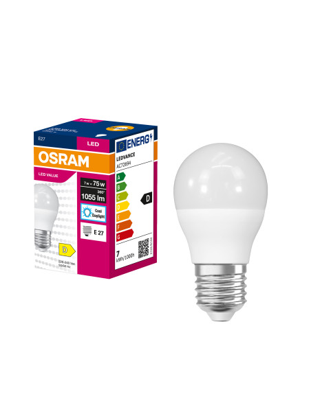 ŻARÓWKA LED VALUE CLP75 7W/865 6500K zimna biała 1055LM FR E27 