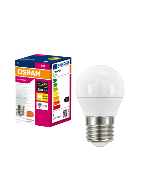 ŻARÓWKA LED VALUE CLP25 2.5W 2700K ciepła biała 250LM FR E27 