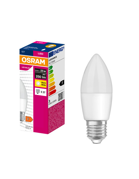 ŻARÓWKA LED VALUE CLB25 2.8W 3000K ciepła biała 250LM FR E27 