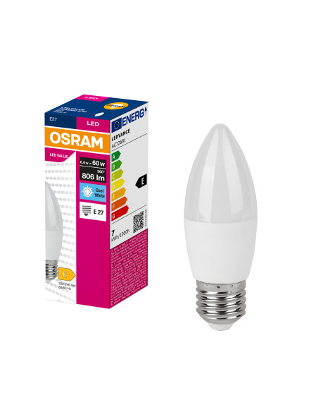 ŻARÓWKA LED VALUE CLB60 6.8W 4000K neutralna biała 806LM FR E27 