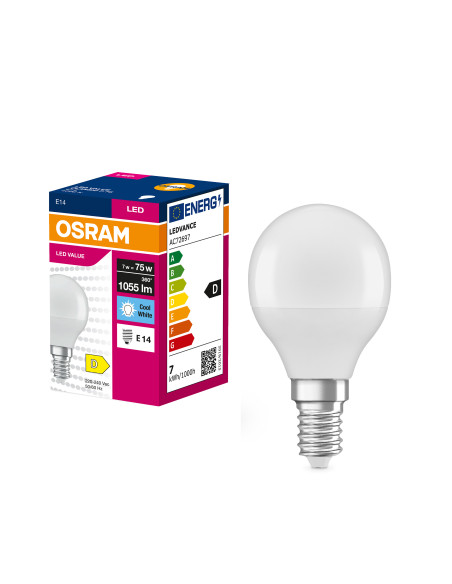 ŻARÓWKA LED VALUE CLP75 7W 4000K neutralna biała 1055LM FR E14  
