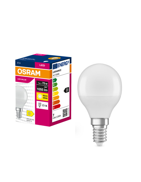 ŻARÓWKA LED VALUE CLP75 7W 3000K ciepła biała 1055LM FR E14 