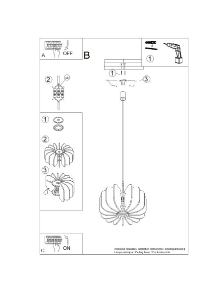Lampa wisząca MULA 45 żółta
