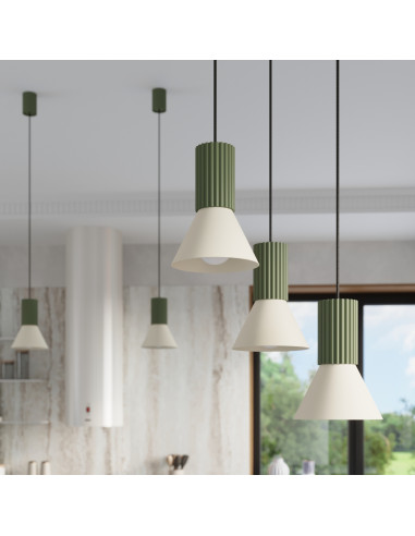 Lampa wisząca ESTRIA 1 beżowa/zielona oliwka