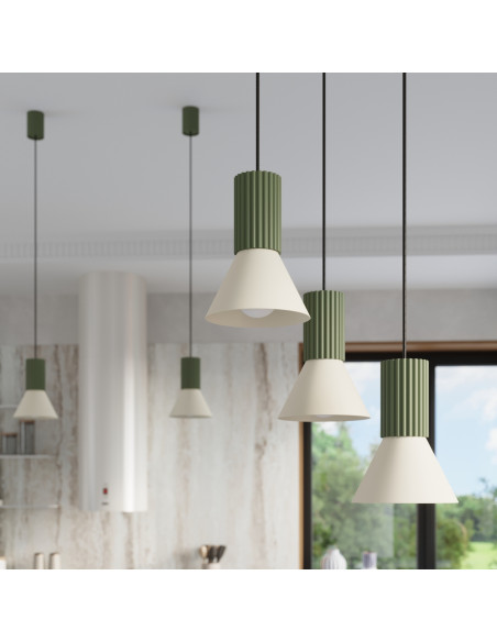 Lampa wisząca ESTRIA 1 beżowa/zielona oliwka