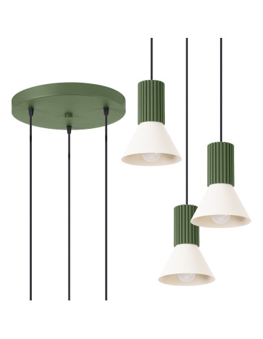 Lampa wisząca ESTRIA 3P beżowa/zielona oliwka