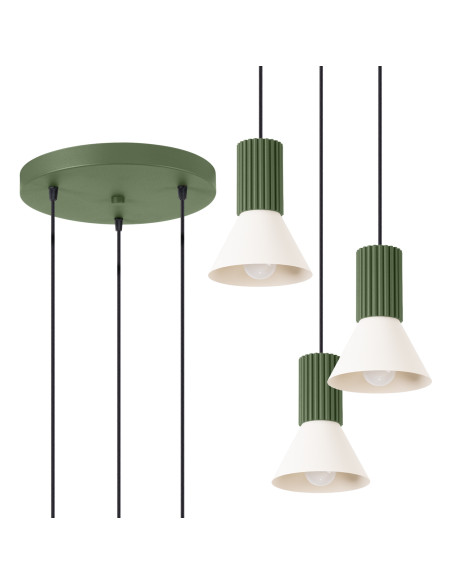 Lampa wisząca ESTRIA 3P beżowa/zielona oliwka