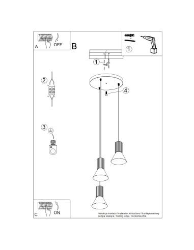 Lampa wisząca ESTRIA 3P beżowa/zielona oliwka