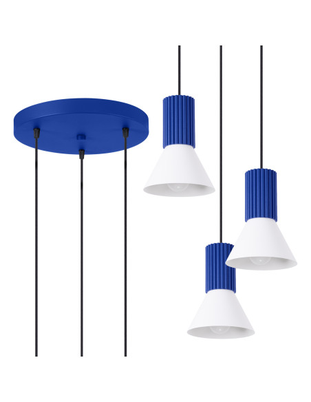 Lampa wisząca ESTRIA 3P biała/ultramaryna