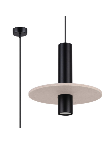 Lampa wisząca PELTA 1 czarna/beżowa