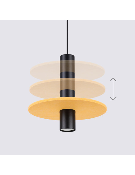 Lampa wisząca PELTA 1 czarna/żółta