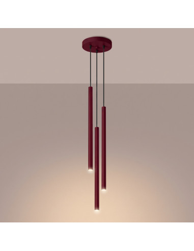 Lampa wisząca PASTELO 3P burgund