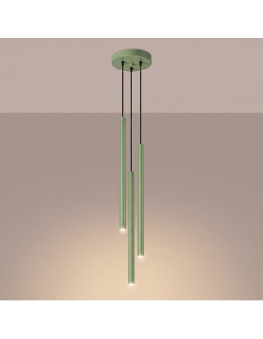Lampa wisząca PASTELO 3P szałwiowa