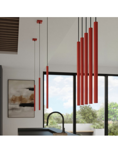Lampa wisząca PASTELO 3P czerwona