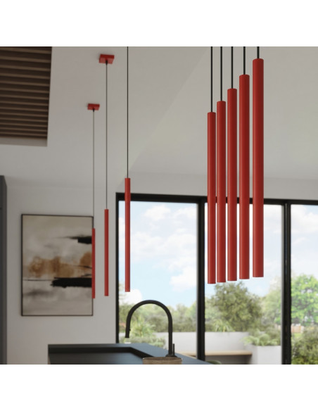 Lampa wisząca PASTELO 3P czerwona