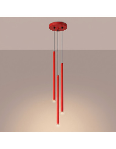 Lampa wisząca PASTELO 3P czerwona