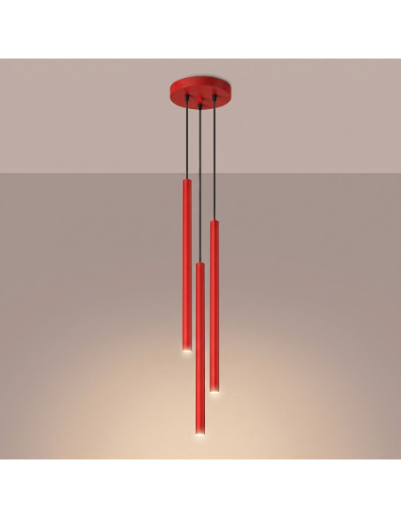 Lampa wisząca PASTELO 3P czerwona