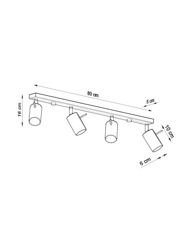 Plafon RING 4L czerwony