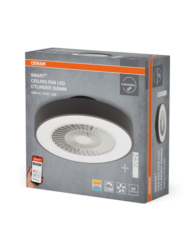 OPRAWA Z WENTYLATOREM SMART WIFI CEILING FAN CYLINDER REM TW PILOT GY 