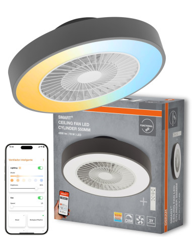 OPRAWA Z WENTYLATOREM SMART WIFI CEILING FAN CYLINDER REM TW PILOT GY 