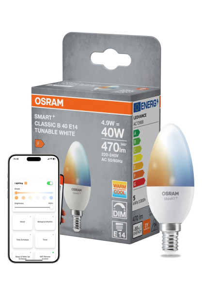 ŻARÓWKA LED SMART+ MATTER B40 4,9W/2700..6500K TW FR E14 