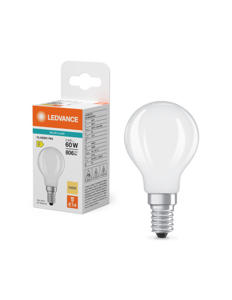 ŻARÓWKA LED V CLP60 5,9W 3000K ciepła biała E14 FIL GL FR 806LM VALUE 