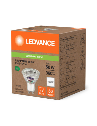 ŻARÓWKA LED S PAR16 GL 50 36° 2W 4000K neutralna biała  GU10 360LM EE KLASA A 