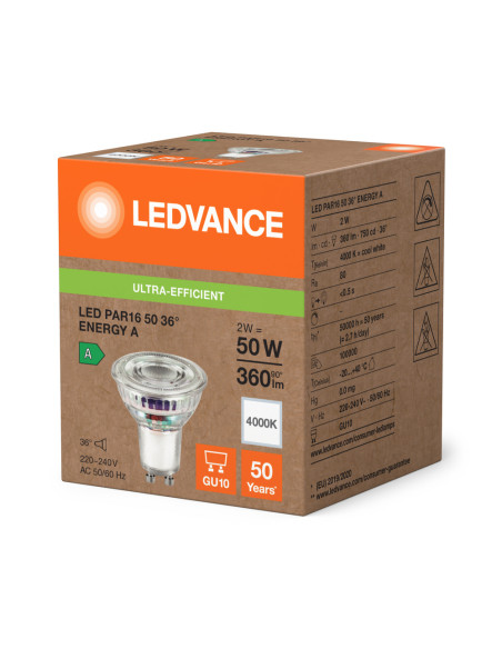 ŻARÓWKA LED S PAR16 GL 50 36° 2W 4000K neutralna biała  GU10 360LM EE KLASA A 