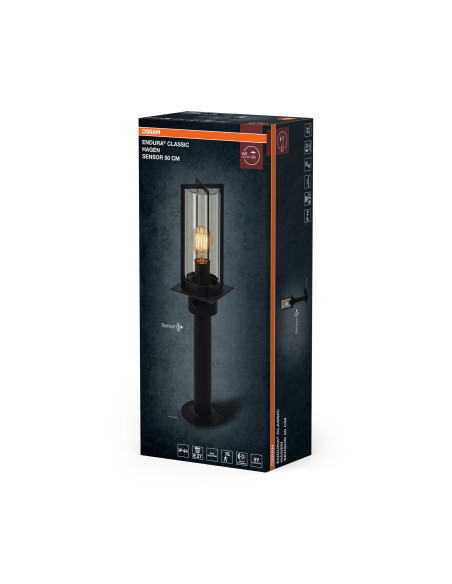 SŁUPEK OGRODOWY ENDURA CLASSIC HAGEN SENSOR 50CM E27 IP44 DARK GREY 