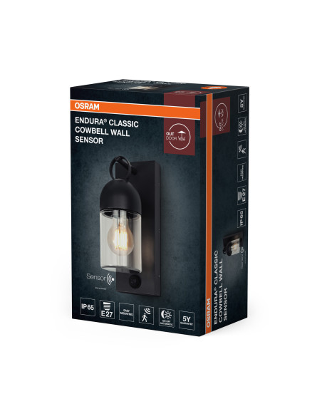 KINKIET ZEWNĘTRZNY ENDURA CLASSIC COWBELL WALL SENSOR E27 IP65 DARK GREY 