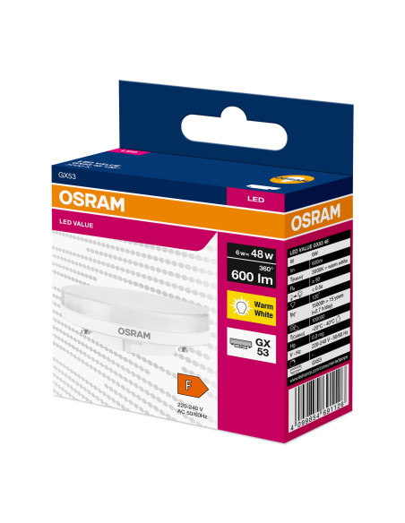 ŻARÓWKA LED GX53 48 6W 3000K ciepła biała 120° 230V 600LM 
