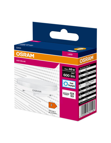ŻARÓWKA LED GX53 48 6W 6500K zimna biała 120° 230V 600LM 
