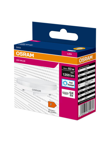 ŻARÓWKA LED GX53 83 12W 6500K zimna biała 120° 230V 1200LM 
