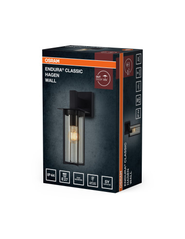 KINKIET ZEWNĘTRZNY ENDURA CLASSIC HAGEN WALL E27 IP44 DARK GREY 
