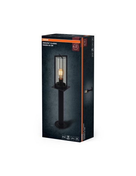 SŁUPEK OGRODOWY ENDURA CLASSIC HAGEN 50CM E27 IP44 DARK GREY 