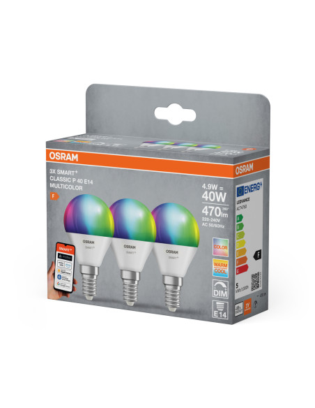 ŻARÓWKA LED 3-PAK SMART+ MATTER P40 RGBW 4.9W FR E14 470LM 