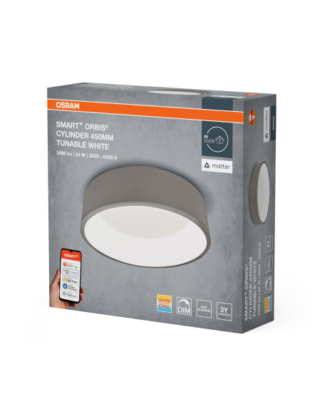 PLAFON SMART + MATTER CYLINDER ROUND TW 450 24W 930LM 
