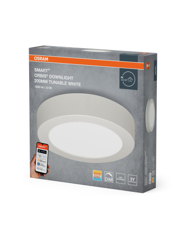 PLAFON SMART+ MATTER SURFACE DOWNLIGHT ROUND 200MM 12W TW 3000K DO 6500K 900LM BIAŁY 