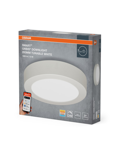 PLAFON SMART+ MATTER SURFACE DOWNLIGHT ROUND 200MM 12W TW 3000K DO 6500K 900LM BIAŁY 