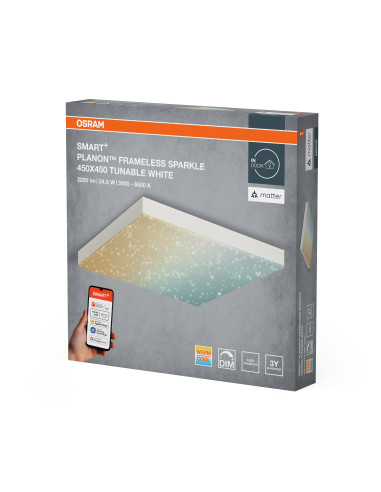 SMART MATTER PLANON FRAMELESS SPARKLE TW 450X450 24.5W 1300LM 3000...6500K PANEL 